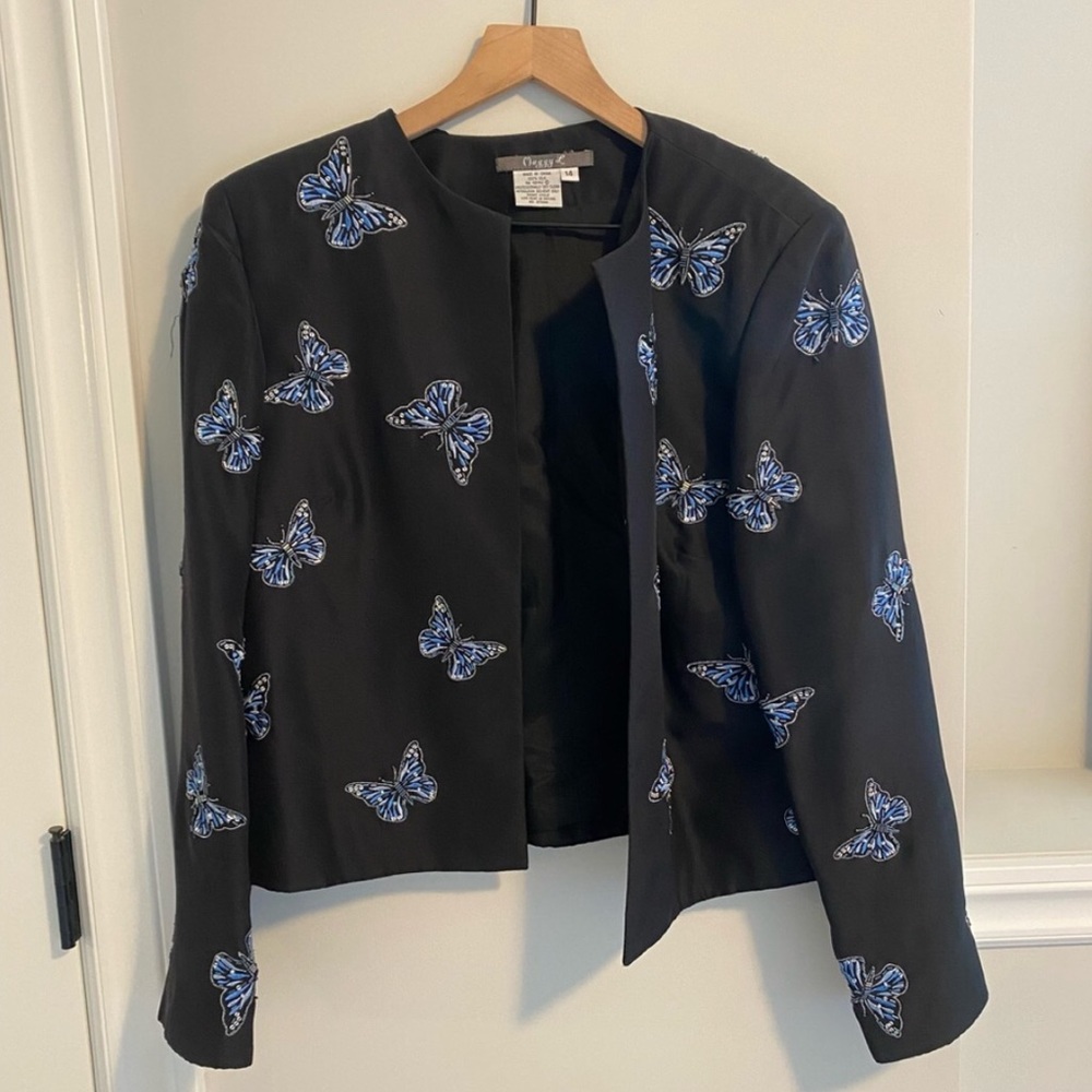 Butterfly beaded blazer